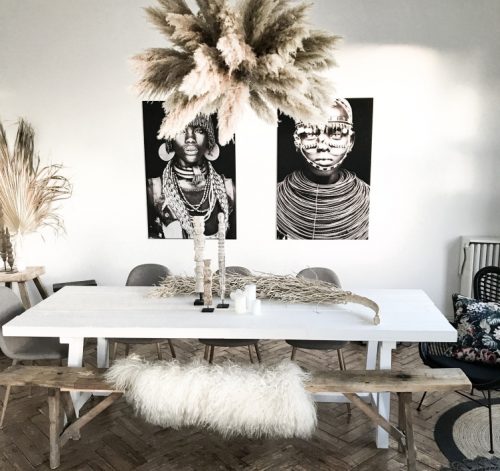 Herbe de la pampa dans un décor ethnique